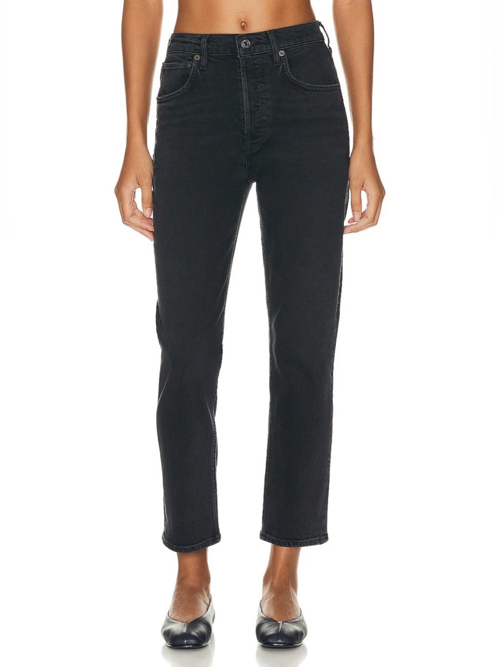 AGOLDE • Riley High Rise Straight Crop Jeans Faded Black